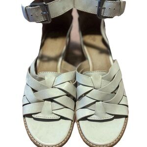 Frye Bianca Huarache 2 Piece Heeled Leather Sandal 7.5 White Cream Classy
